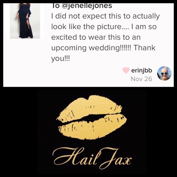 Navy Thigh Slit Gown - Picture 2 of 4